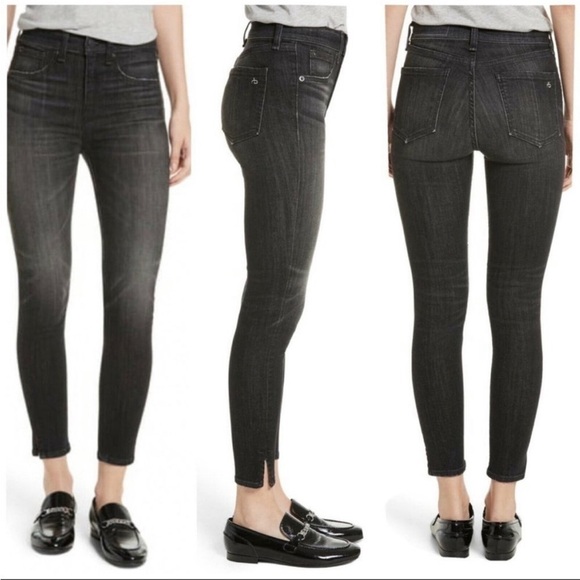 Rag & Bone High Rise Ankle Skinny Jeans Split Hem Size 29 - Picture 1 of 6